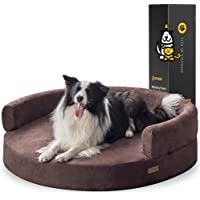 KOPEKS Sofa Redondo Cama Marrón para Perro Perros Mascotas Extra Grande XL con Memoria Viscoelástica Colchón Ortopédico…